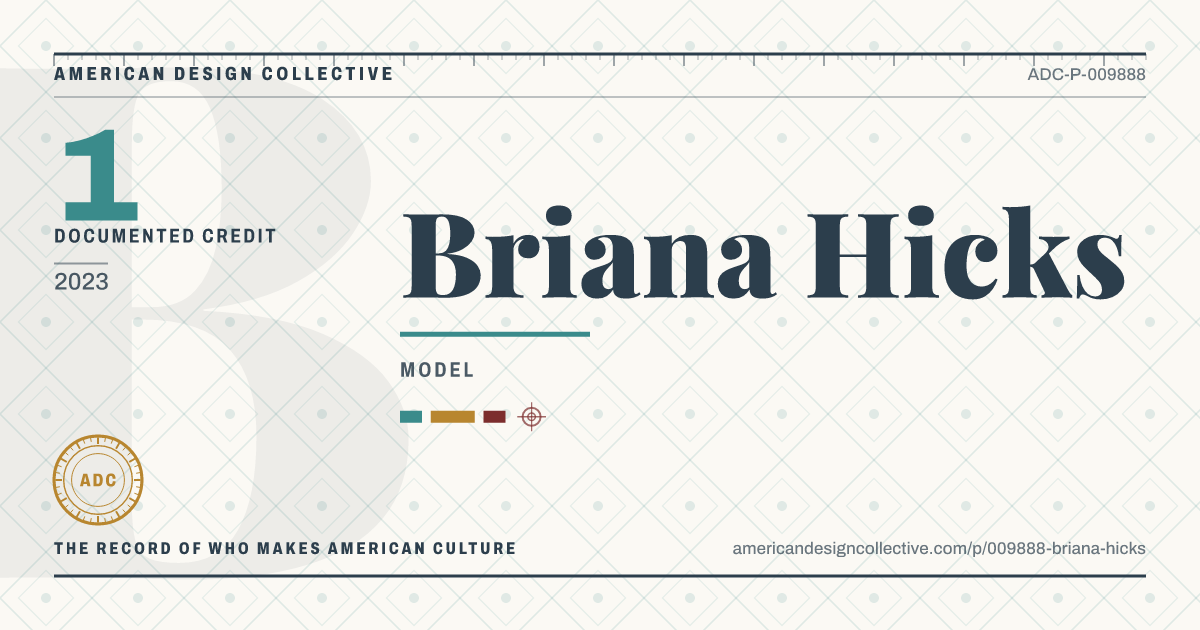 Registry card for Briana Hicks: the ADC seal, Briana Hicks, and how much is on record.