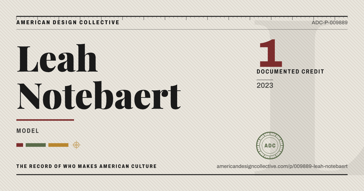 Registry card for Leah Notebaert: the ADC seal, Leah Notebaert, and how much is on record.