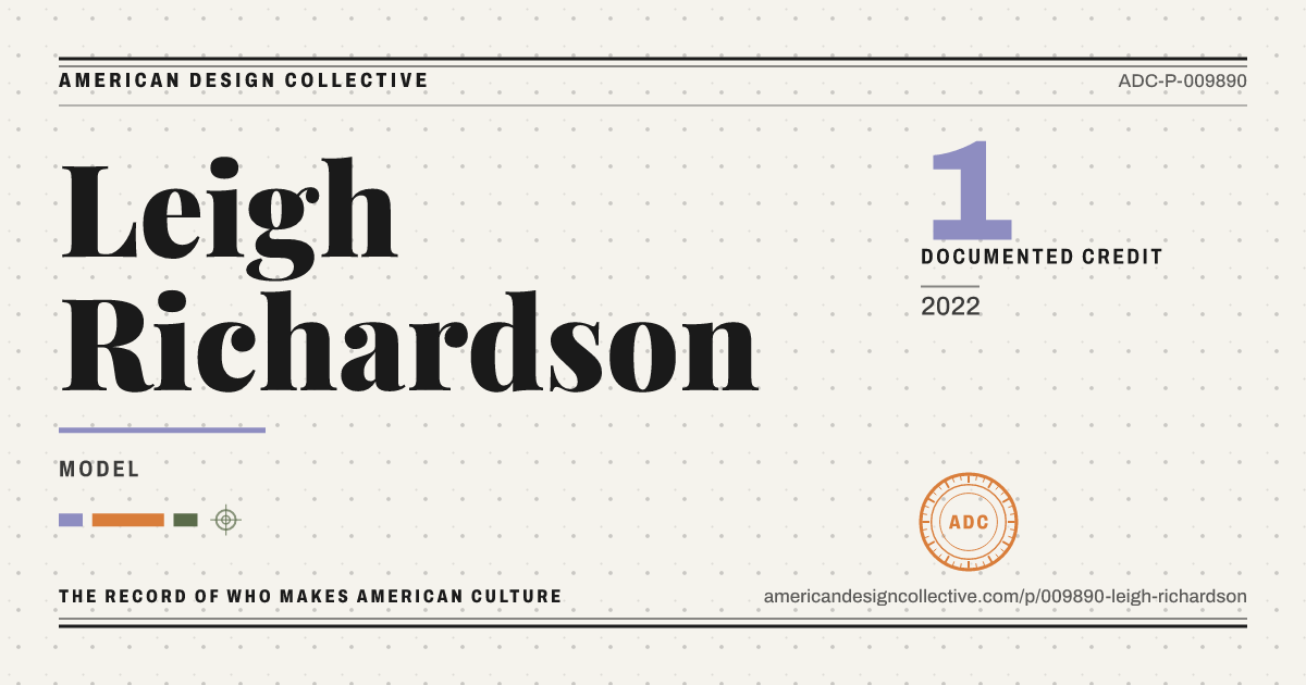 Registry card for Leigh Richardson: the ADC seal, Leigh Richardson, and how much is on record.