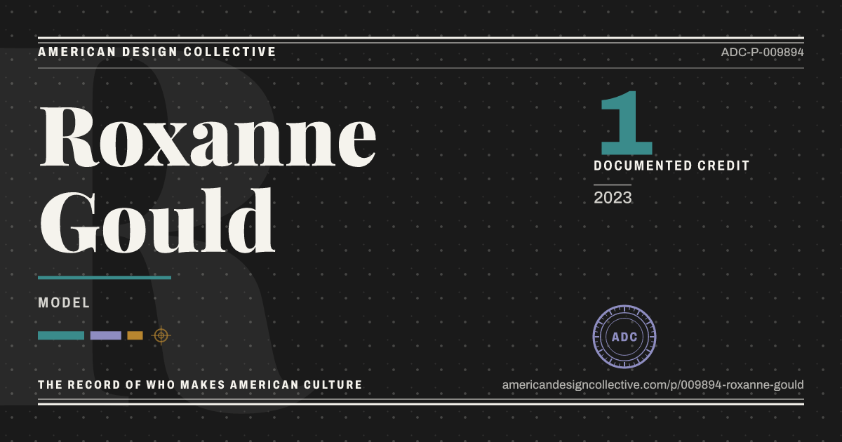 Registry card for Roxanne Gould: the ADC seal, Roxanne Gould, and how much is on record.