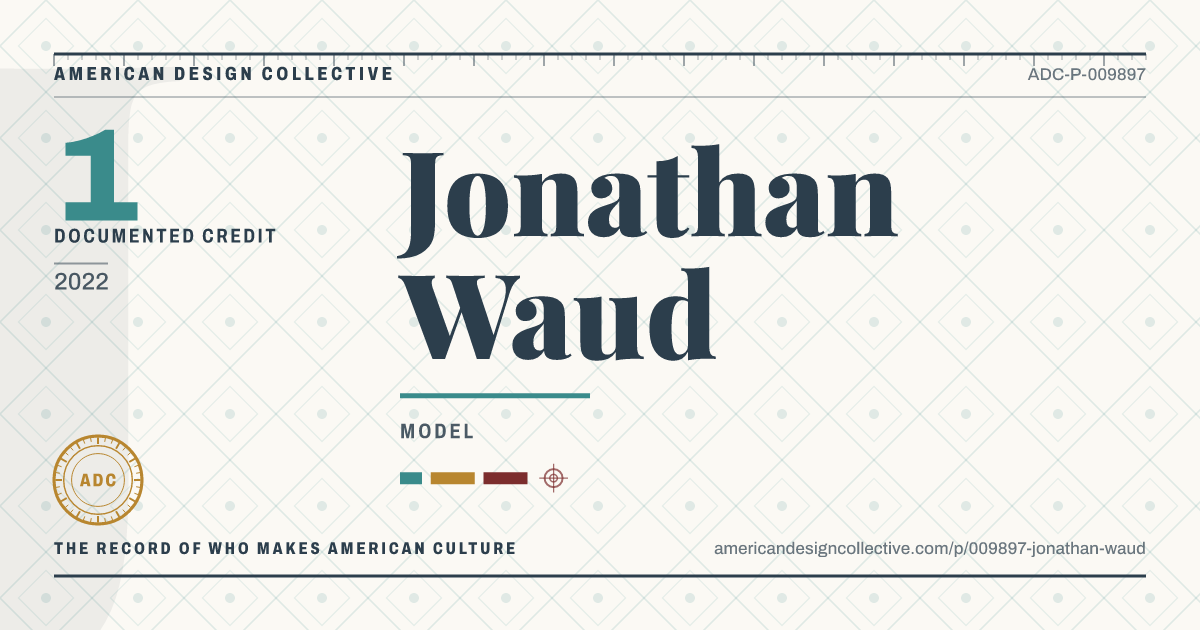 Registry card for Jonathan Waud: the ADC seal, Jonathan Waud, and how much is on record.