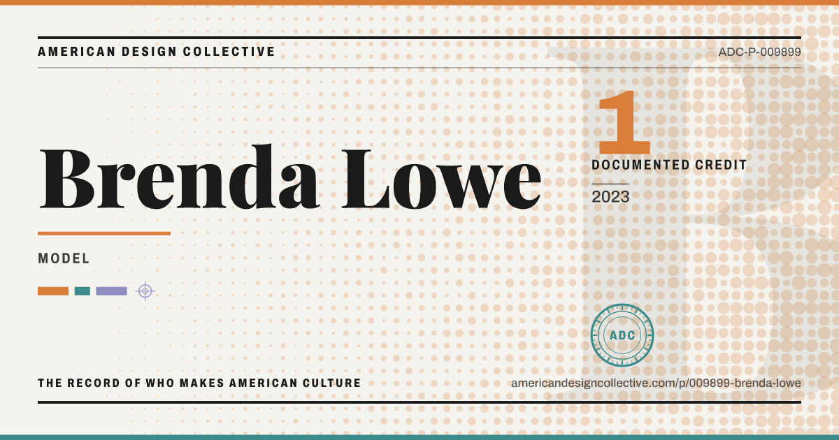 Registry card for Brenda Lowe: the ADC seal, Brenda Lowe, and how much is on record.