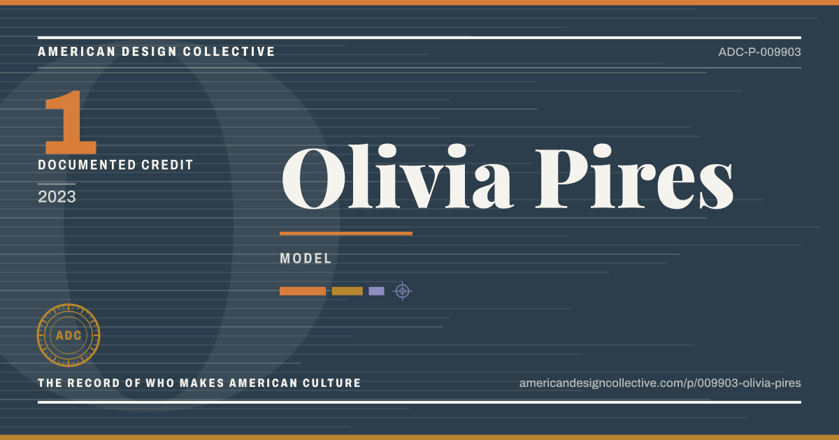Registry card for Olivia Pires: the ADC seal, Olivia Pires, and how much is on record.