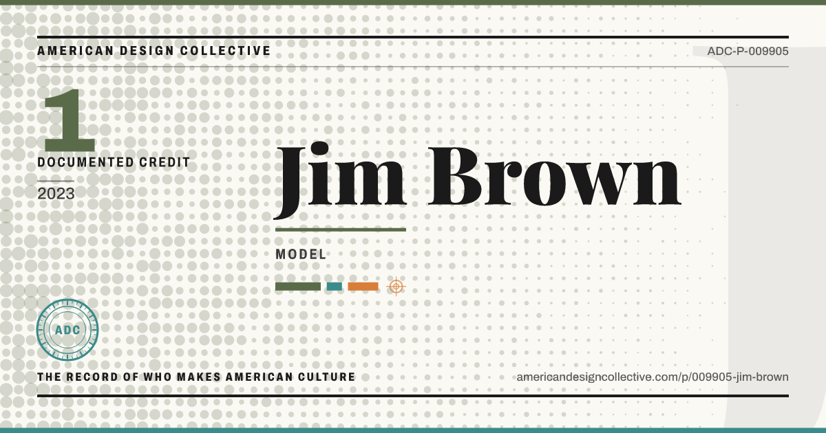 Registry card for Jim Brown: the ADC seal, Jim Brown, and how much is on record.