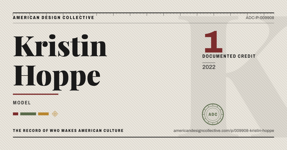 Registry card for Kristin Hoppe: the ADC seal, Kristin Hoppe, and how much is on record.