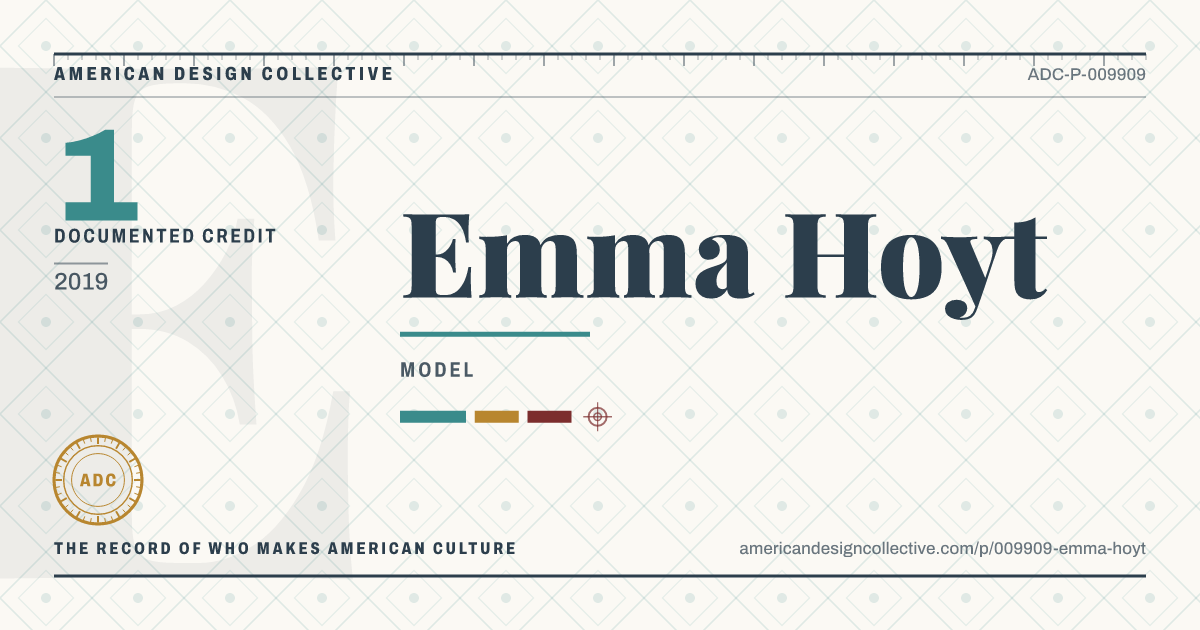 Registry card for Emma Hoyt: the ADC seal, Emma Hoyt, and how much is on record.