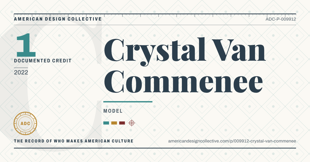 Registry card for Crystal Van Commenee: the ADC seal, Crystal Van Commenee, and how much is on record.