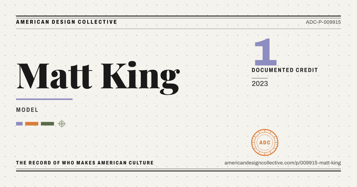 Registry card for Matt King: the ADC seal, Matt King, and how much is on record.
