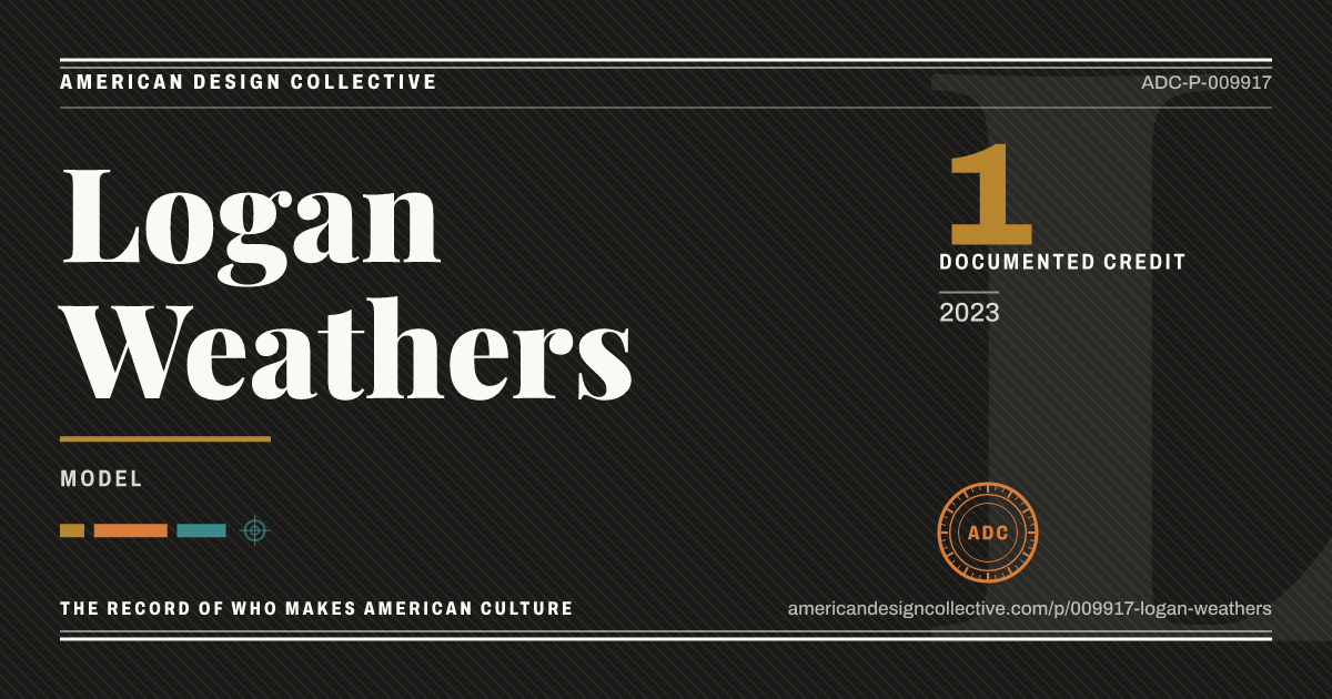 Registry card for Logan Weathers: the ADC seal, Logan Weathers, and how much is on record.