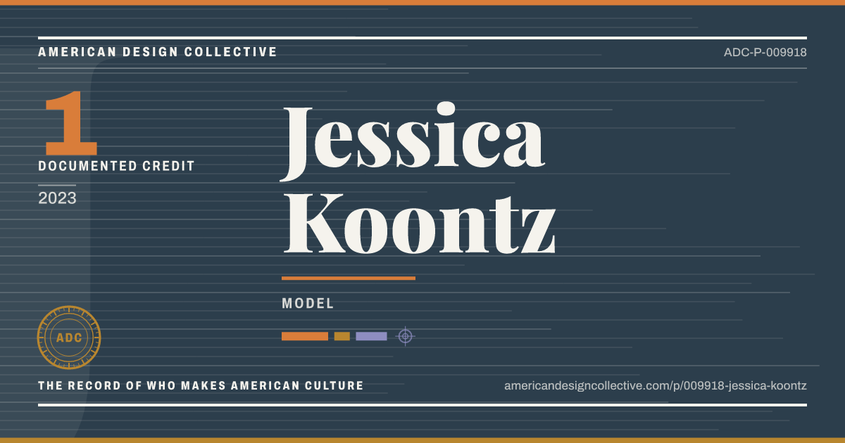 Registry card for Jessica Koontz: the ADC seal, Jessica Koontz, and how much is on record.