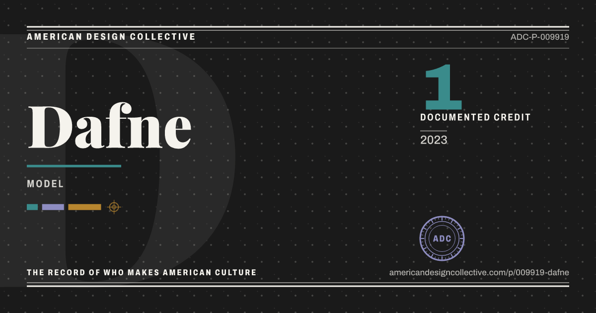 Registry card for Dafne: the ADC seal, Dafne, and how much is on record.