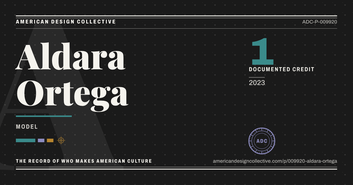 Registry card for Aldara Ortega: the ADC seal, Aldara Ortega, and how much is on record.