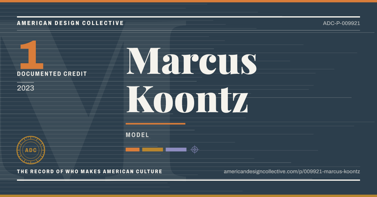 Registry card for Marcus Koontz: the ADC seal, Marcus Koontz, and how much is on record.