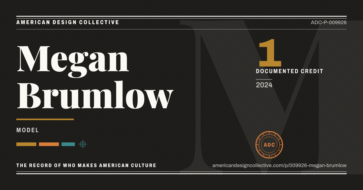 Registry card for Megan Brumlow: the ADC seal, Megan Brumlow, and how much is on record.