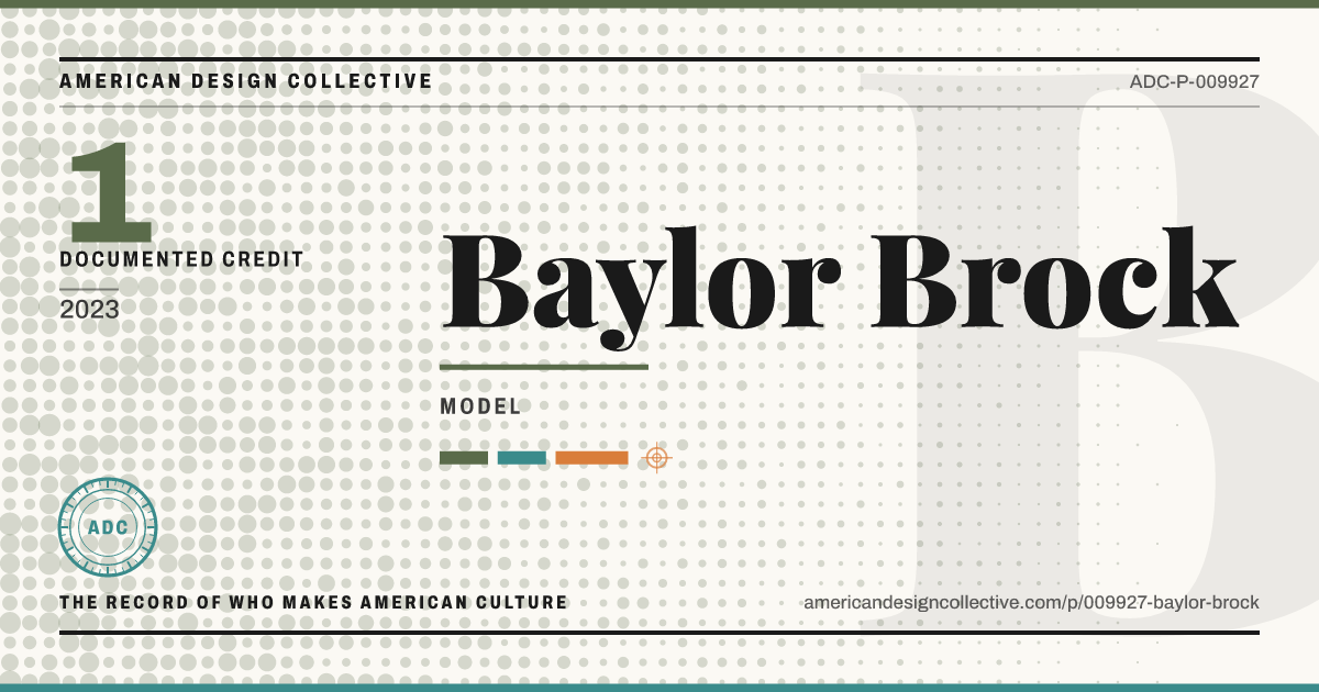 Registry card for Baylor Brock: the ADC seal, Baylor Brock, and how much is on record.