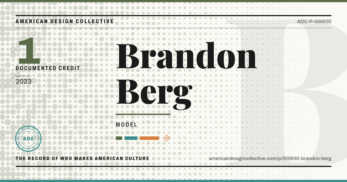 Registry card for Brandon Berg: the ADC seal, Brandon Berg, and how much is on record.