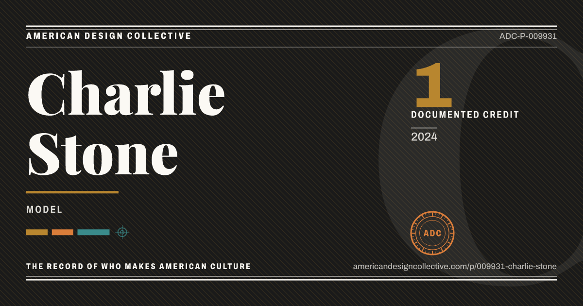 Registry card for Charlie Stone: the ADC seal, Charlie Stone, and how much is on record.
