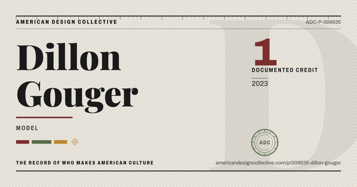 Registry card for Dillon Gouger: the ADC seal, Dillon Gouger, and how much is on record.