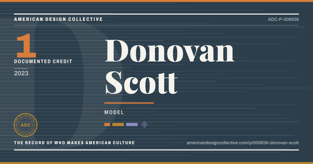 Registry card for Donovan Scott: the ADC seal, Donovan Scott, and how much is on record.