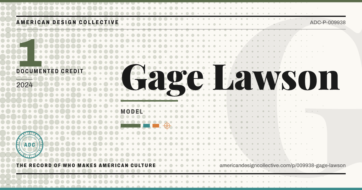 Registry card for Gage Lawson: the ADC seal, Gage Lawson, and how much is on record.