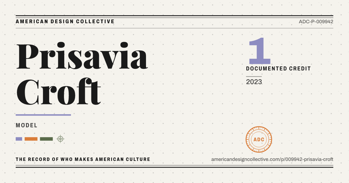 Registry card for Prisavia Croft: the ADC seal, Prisavia Croft, and how much is on record.