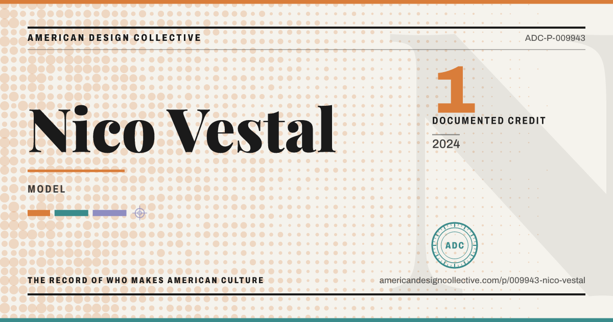Registry card for Nico Vestal: the ADC seal, Nico Vestal, and how much is on record.