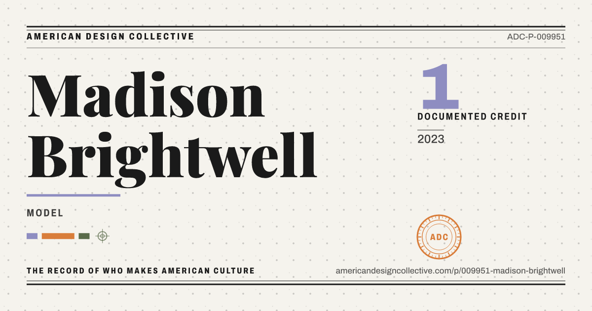 Registry card for Madison Brightwell: the ADC seal, Madison Brightwell, and how much is on record.