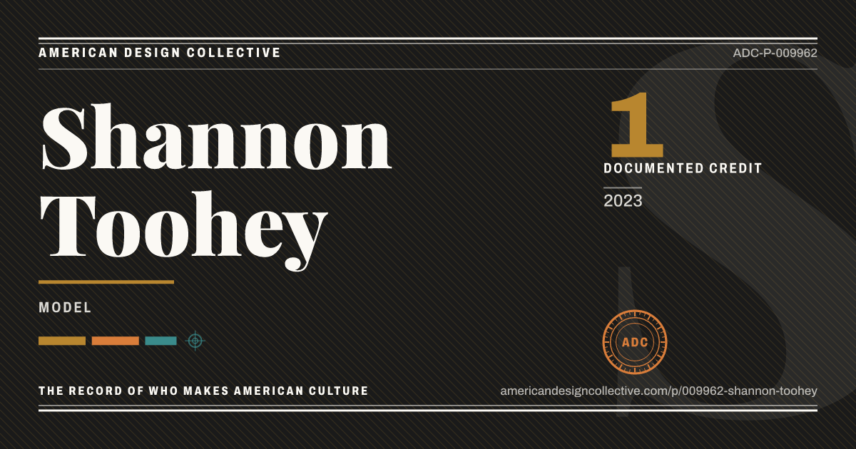 Registry card for Shannon Toohey: the ADC seal, Shannon Toohey, and how much is on record.