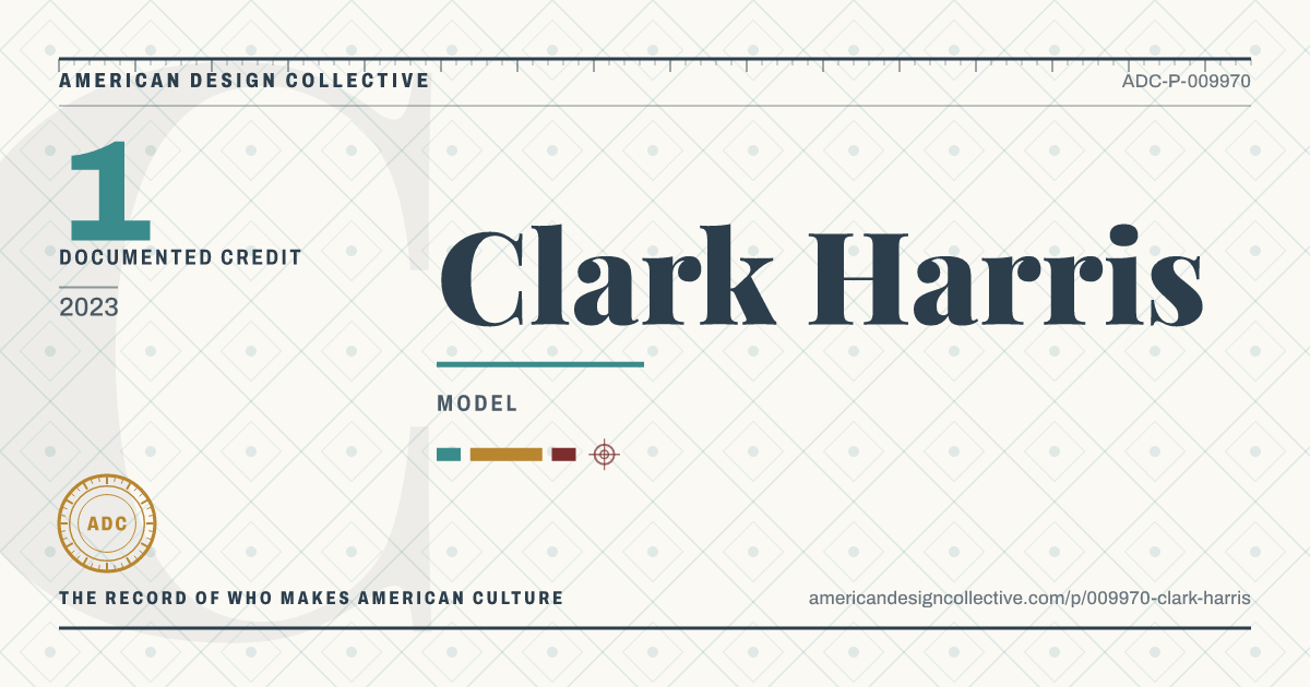 Registry card for Clark Harris: the ADC seal, Clark Harris, and how much is on record.