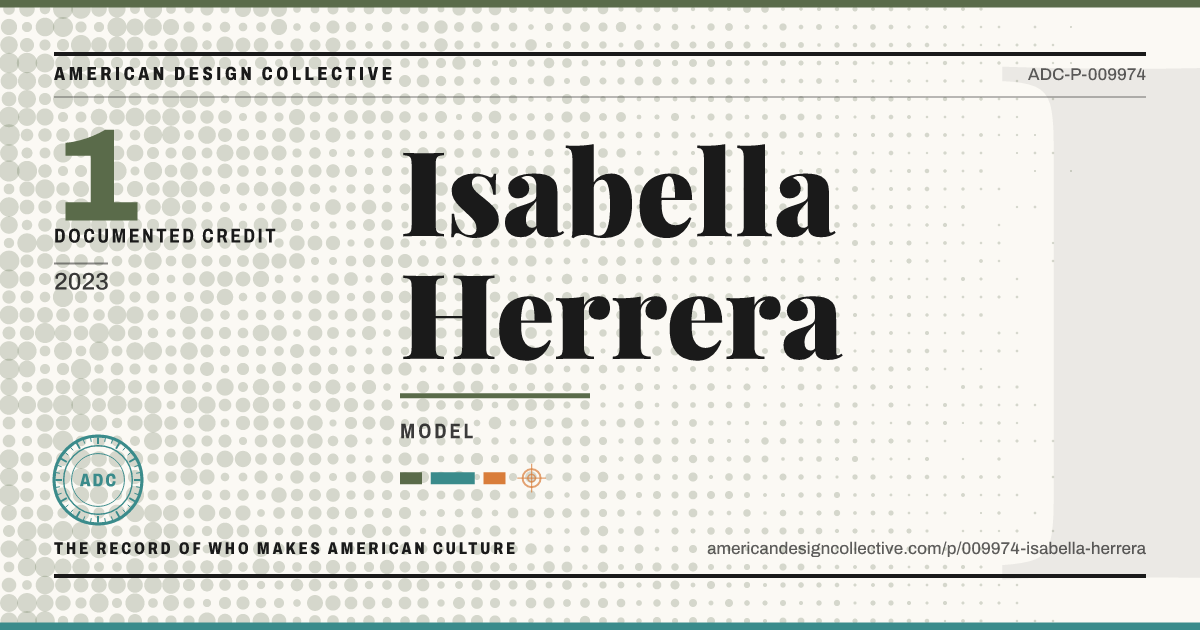 Registry card for Isabella Herrera: the ADC seal, Isabella Herrera, and how much is on record.