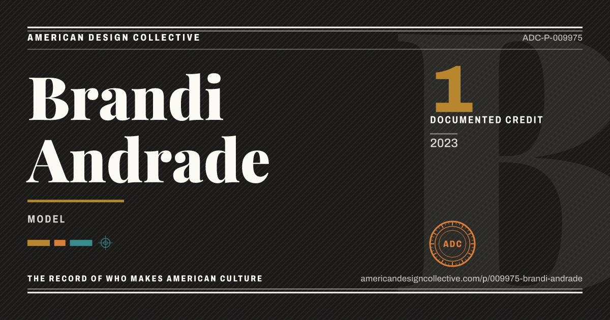 Registry card for Brandi Andrade: the ADC seal, Brandi Andrade, and how much is on record.