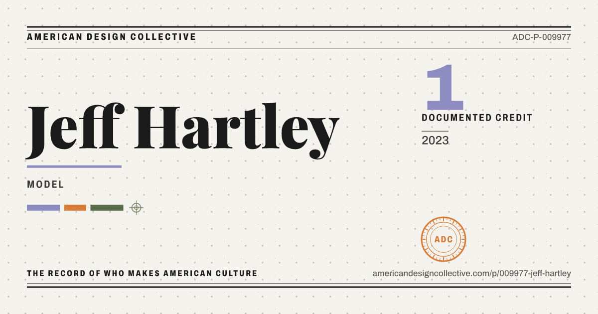 Registry card for Jeff Hartley: the ADC seal, Jeff Hartley, and how much is on record.