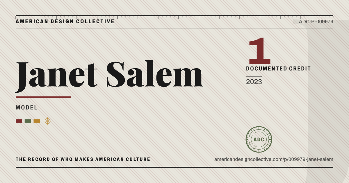 Registry card for Janet Salem: the ADC seal, Janet Salem, and how much is on record.