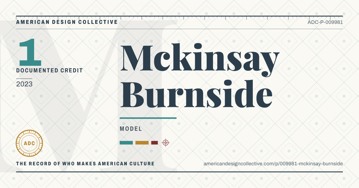 Registry card for Mckinsay Burnside: the ADC seal, Mckinsay Burnside, and how much is on record.