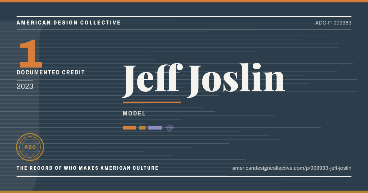 Registry card for Jeff Joslin: the ADC seal, Jeff Joslin, and how much is on record.