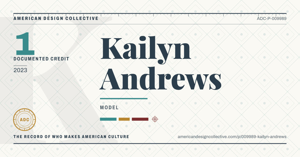 Registry card for Kailyn Andrews: the ADC seal, Kailyn Andrews, and how much is on record.