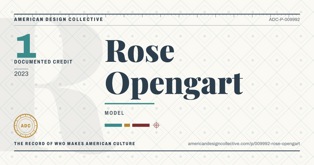 Registry card for Rose Opengart: the ADC seal, Rose Opengart, and how much is on record.