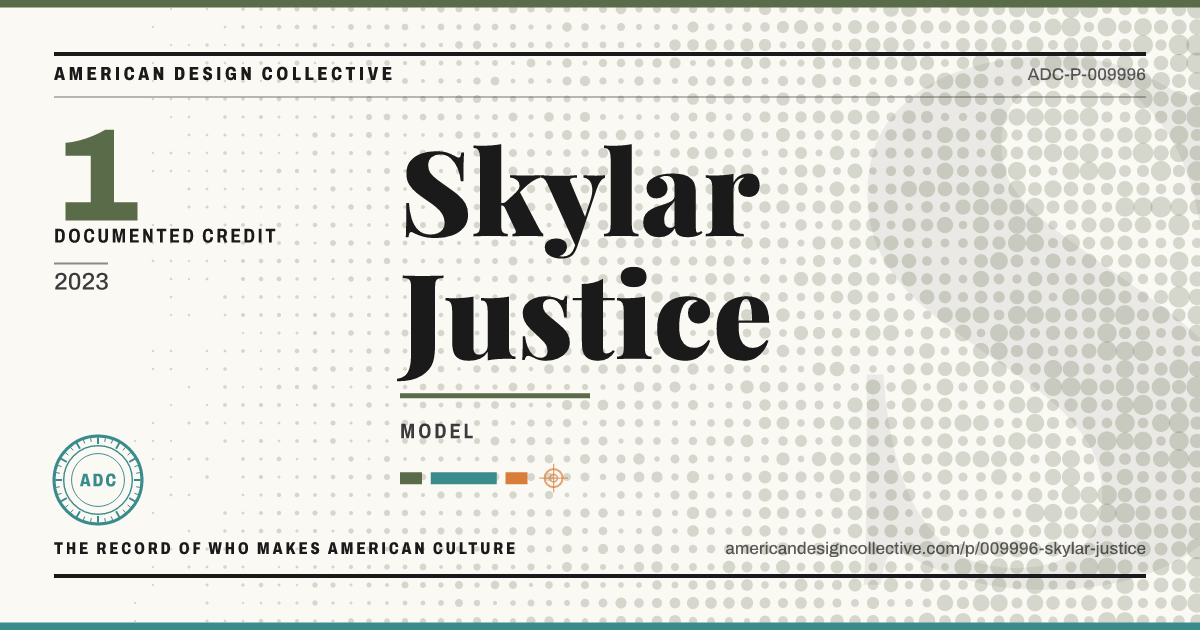 Registry card for Skylar Justice: the ADC seal, Skylar Justice, and how much is on record.