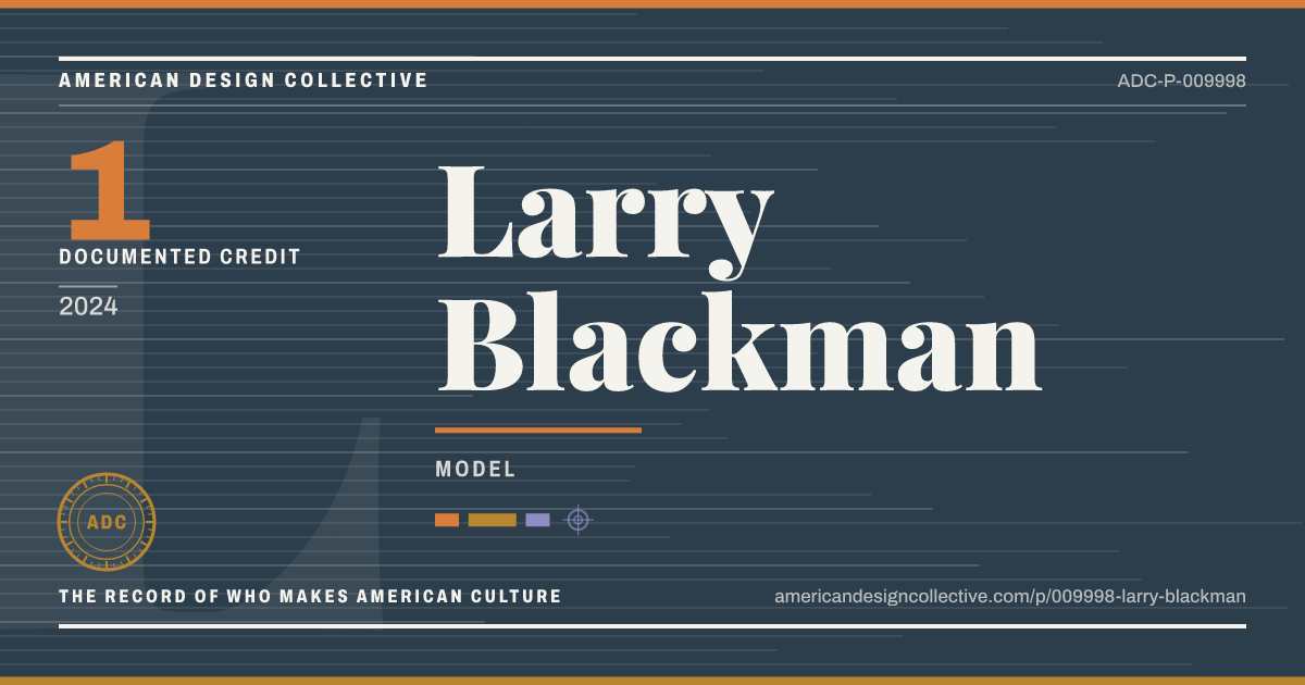 Registry card for Larry Blackman: the ADC seal, Larry Blackman, and how much is on record.