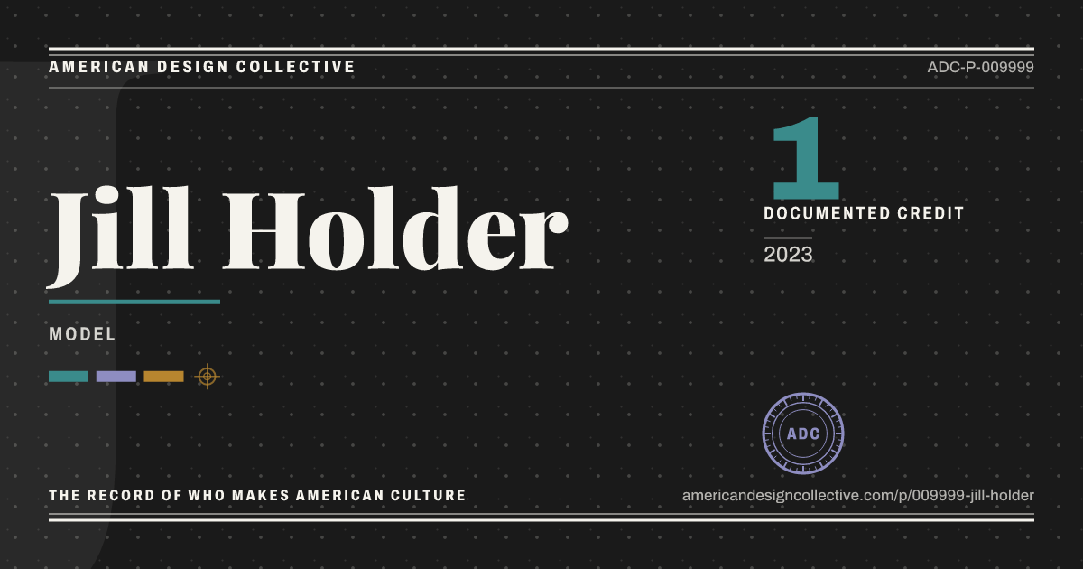 Registry card for Jill Holder: the ADC seal, Jill Holder, and how much is on record.