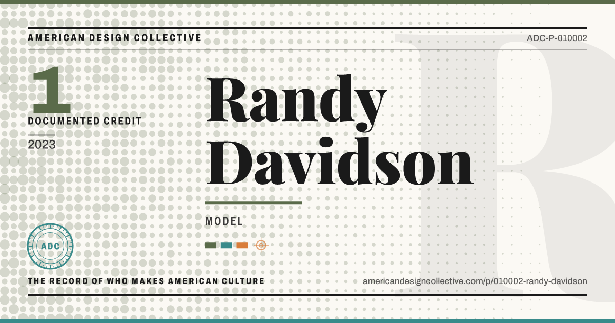 Registry card for Randy Davidson: the ADC seal, Randy Davidson, and how much is on record.