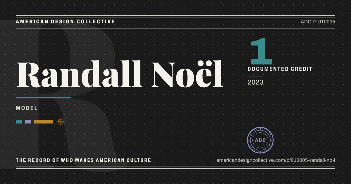 Registry card for Randall Noël: the ADC seal, Randall Noël, and how much is on record.