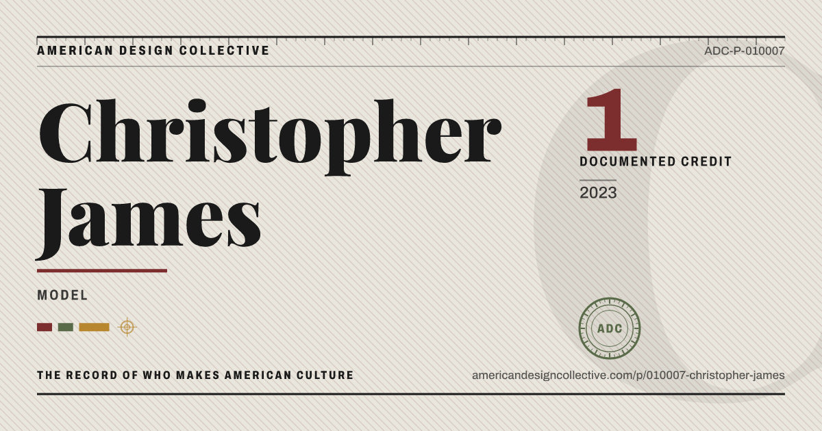 Registry card for Christopher James: the ADC seal, Christopher James, and how much is on record.