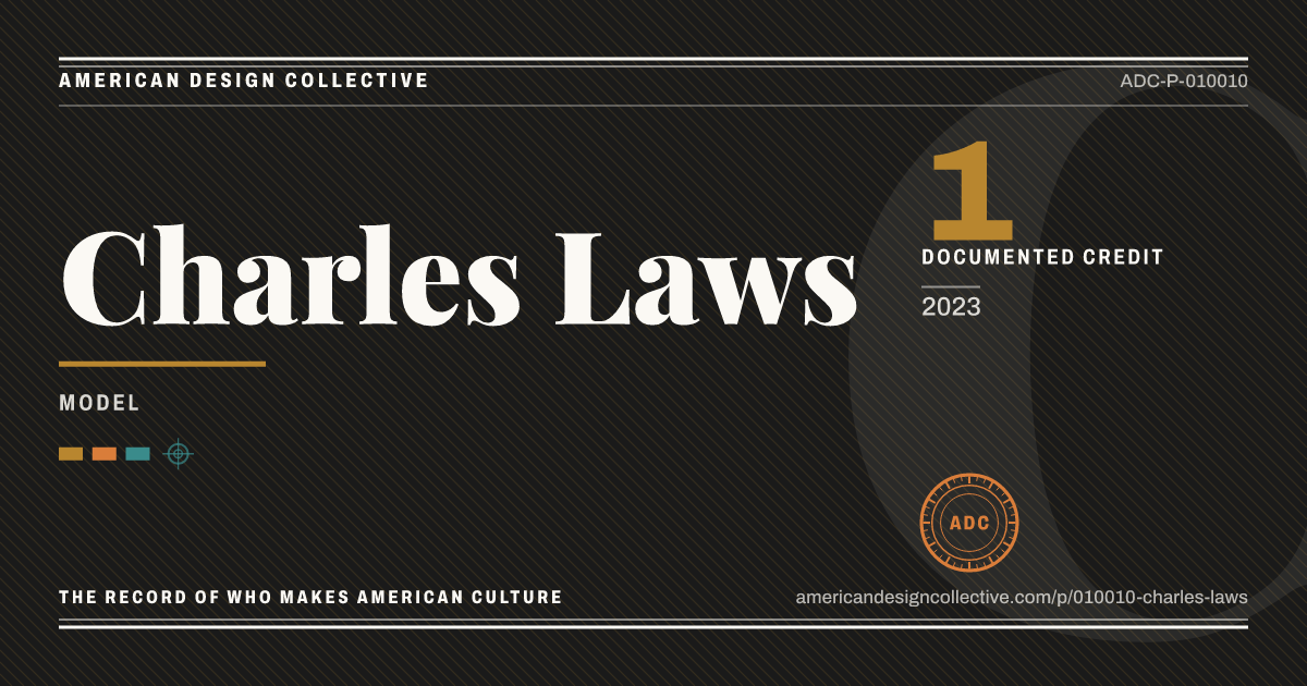 Registry card for Charles Laws: the ADC seal, Charles Laws, and how much is on record.