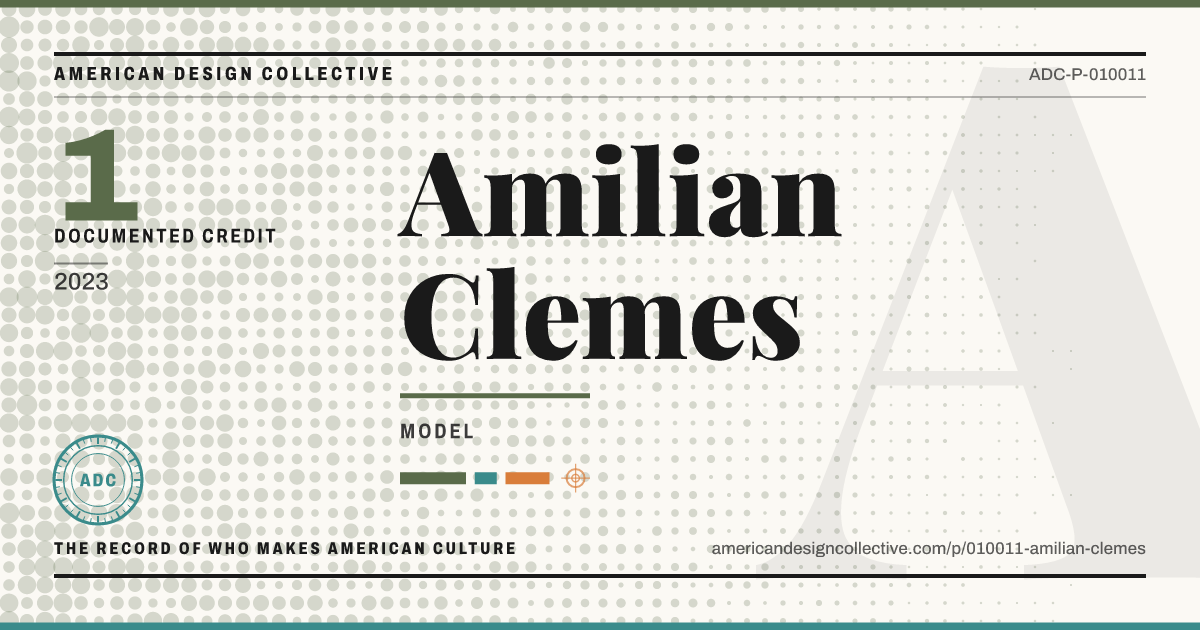 Registry card for Amilian Clemes: the ADC seal, Amilian Clemes, and how much is on record.