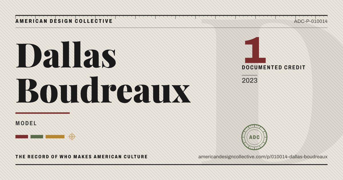 Registry card for Dallas Boudreaux: the ADC seal, Dallas Boudreaux, and how much is on record.