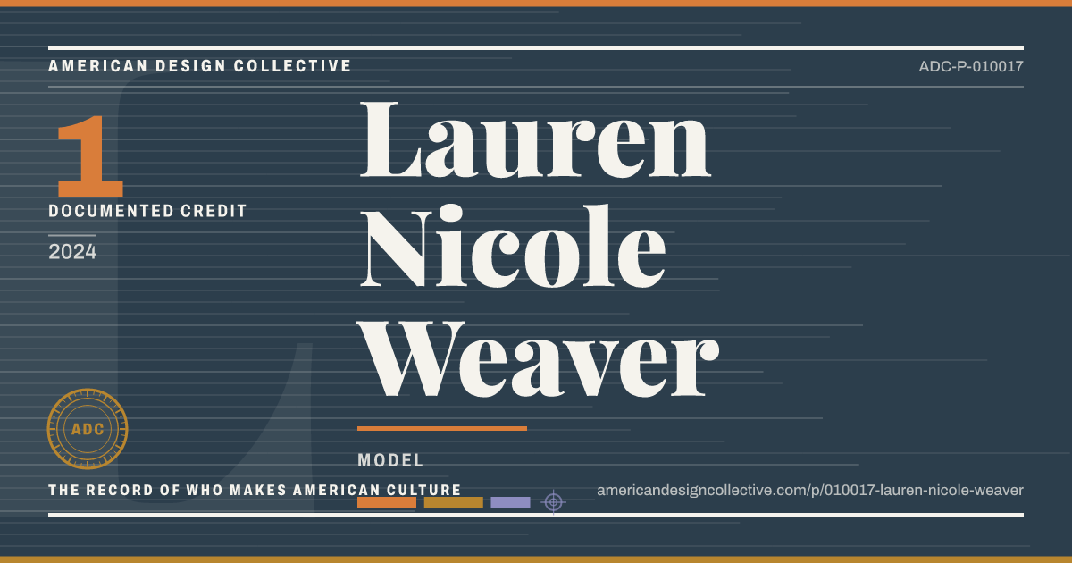 Registry card for Lauren Nicole Weaver: the ADC seal, Lauren Nicole Weaver, and how much is on record.