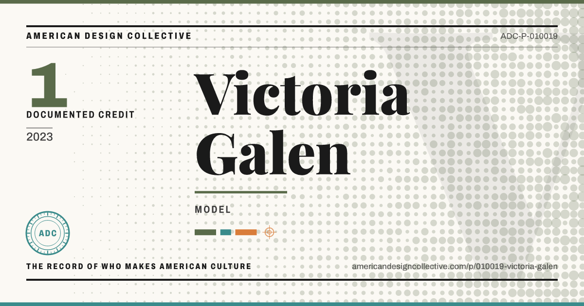 Registry card for Victoria Galen: the ADC seal, Victoria Galen, and how much is on record.