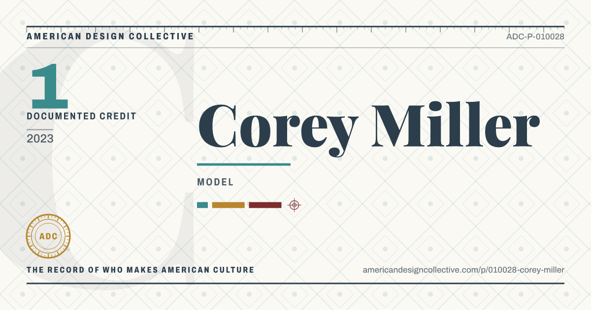 Registry card for Corey Miller: the ADC seal, Corey Miller, and how much is on record.