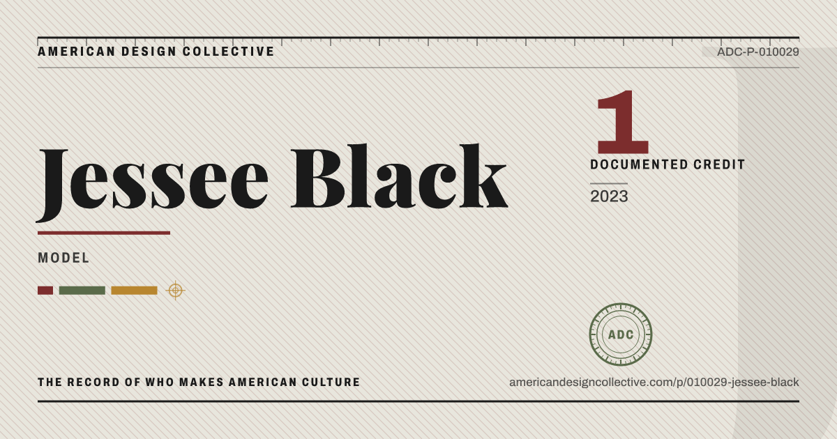 Registry card for Jessee Black: the ADC seal, Jessee Black, and how much is on record.